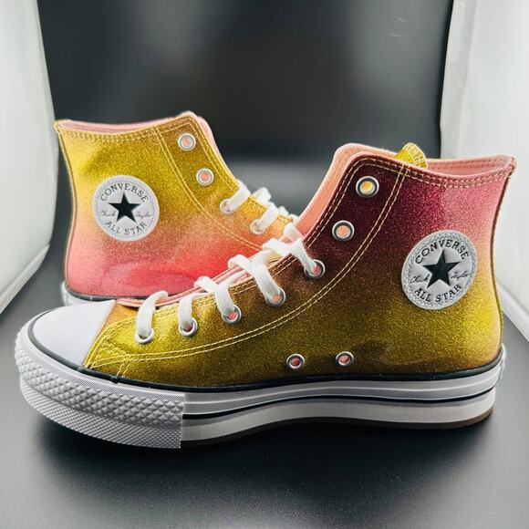 Converse Chuck Taylor All Star EVA Lift Platform High PS Citrus Glitz Pink Gold - Picture 5 of 7